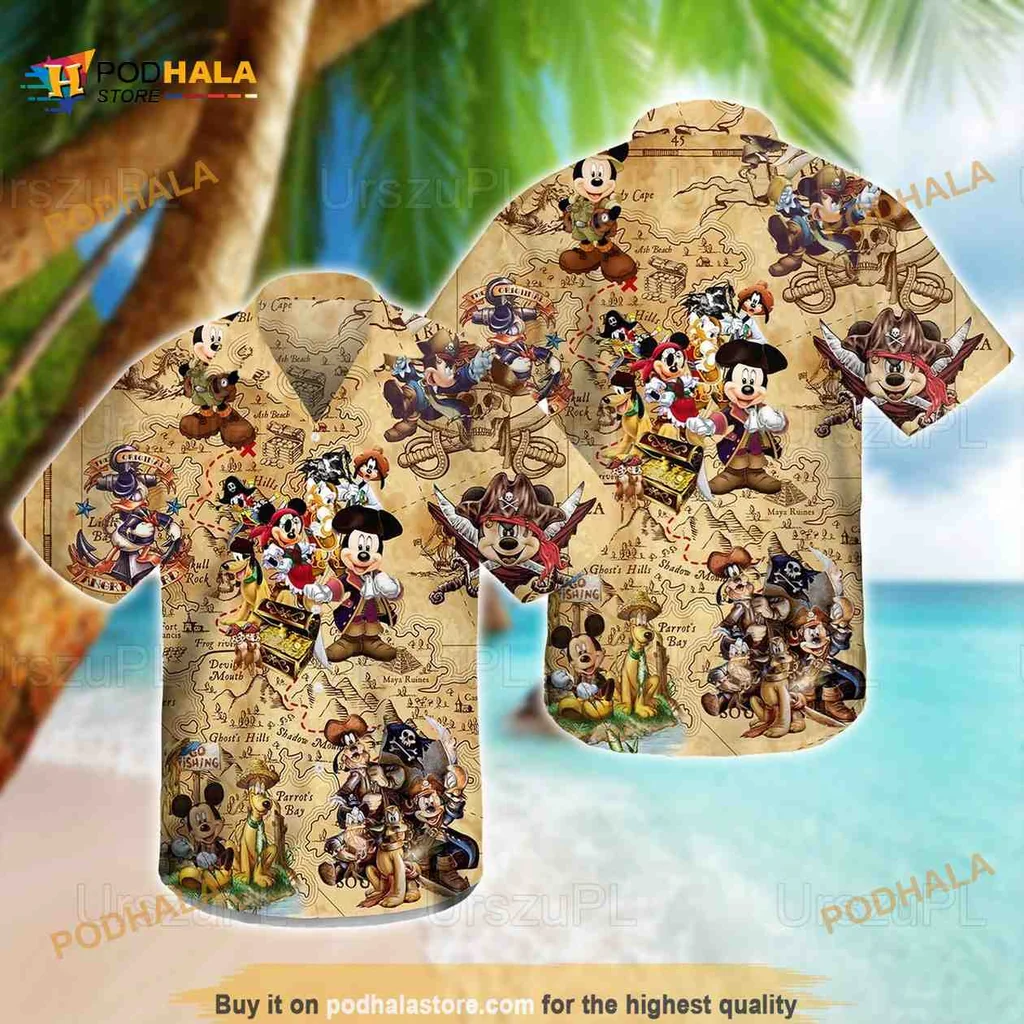 Mickey Mouse Pirate Hawaiian Shirt, Fun Disney Adventure Design