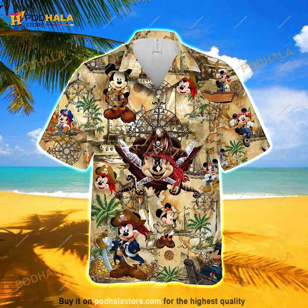 Mickey Mouse Pirate Hawaiian Shirt, Fun Summer Vacation Design