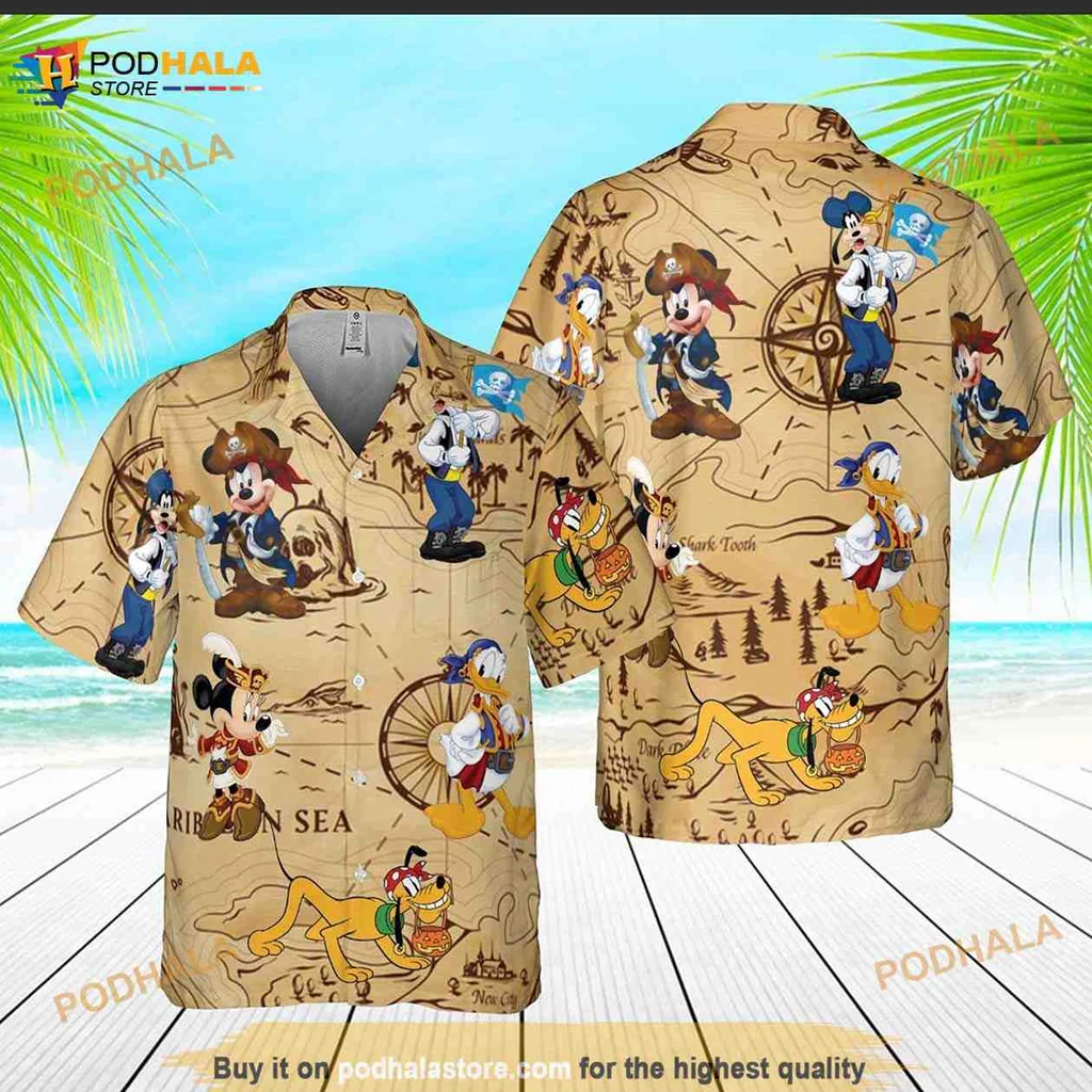 Mickey Mouse Pirate Hawaiian Shirt With Retro Design And Adventure Theme