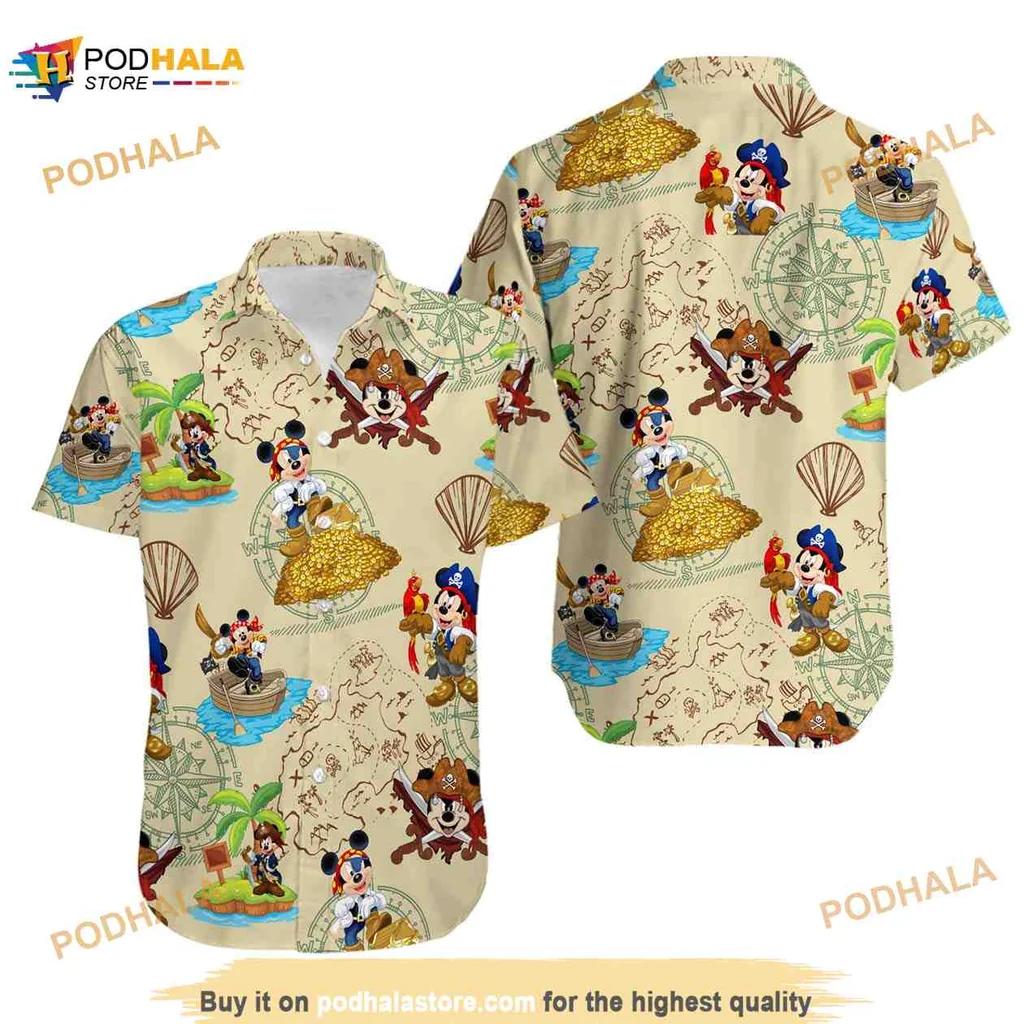 Mickey Mouse Pirate Hawaiian Shirt With Whimsical All Over Print
