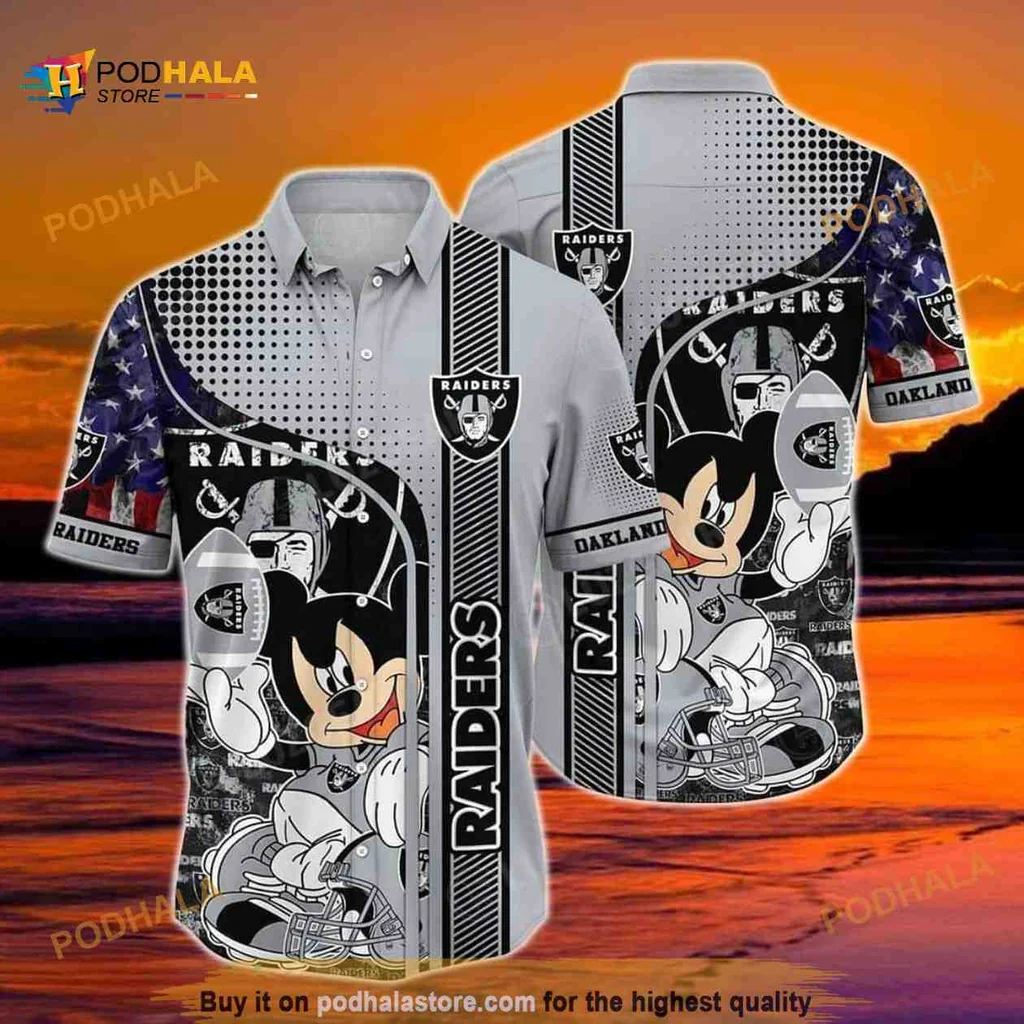 Mickey Mouse Raiders Hawaiian Shirt For Football Fans