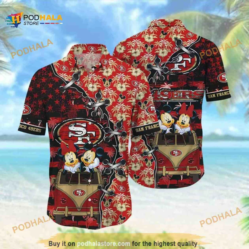 Mickey Mouse San Francisco 49ers Hawaiian Shirt With Tropical Design