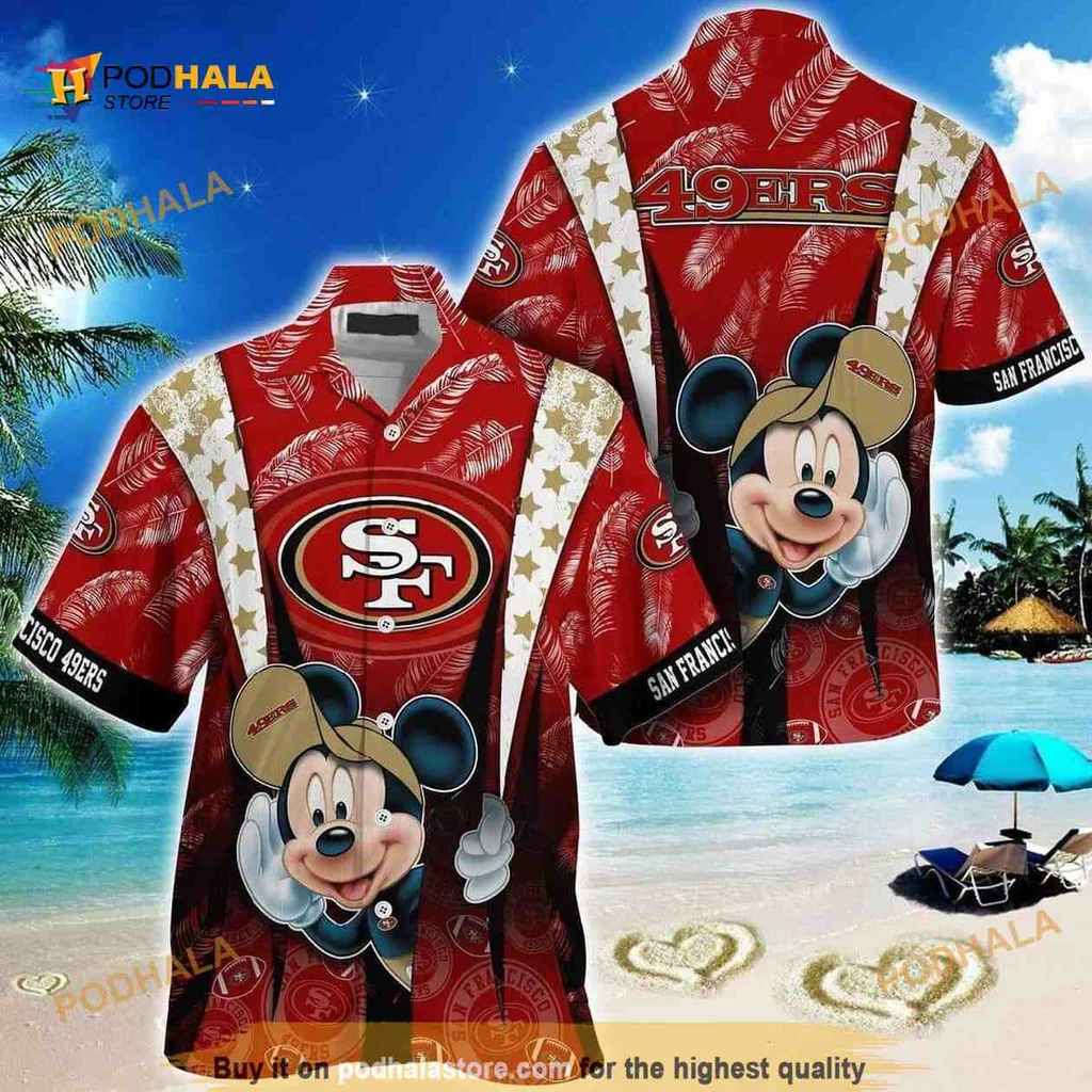 Mickey Mouse San Francisco 49ers Hawaiian Shirt With Tropical Design