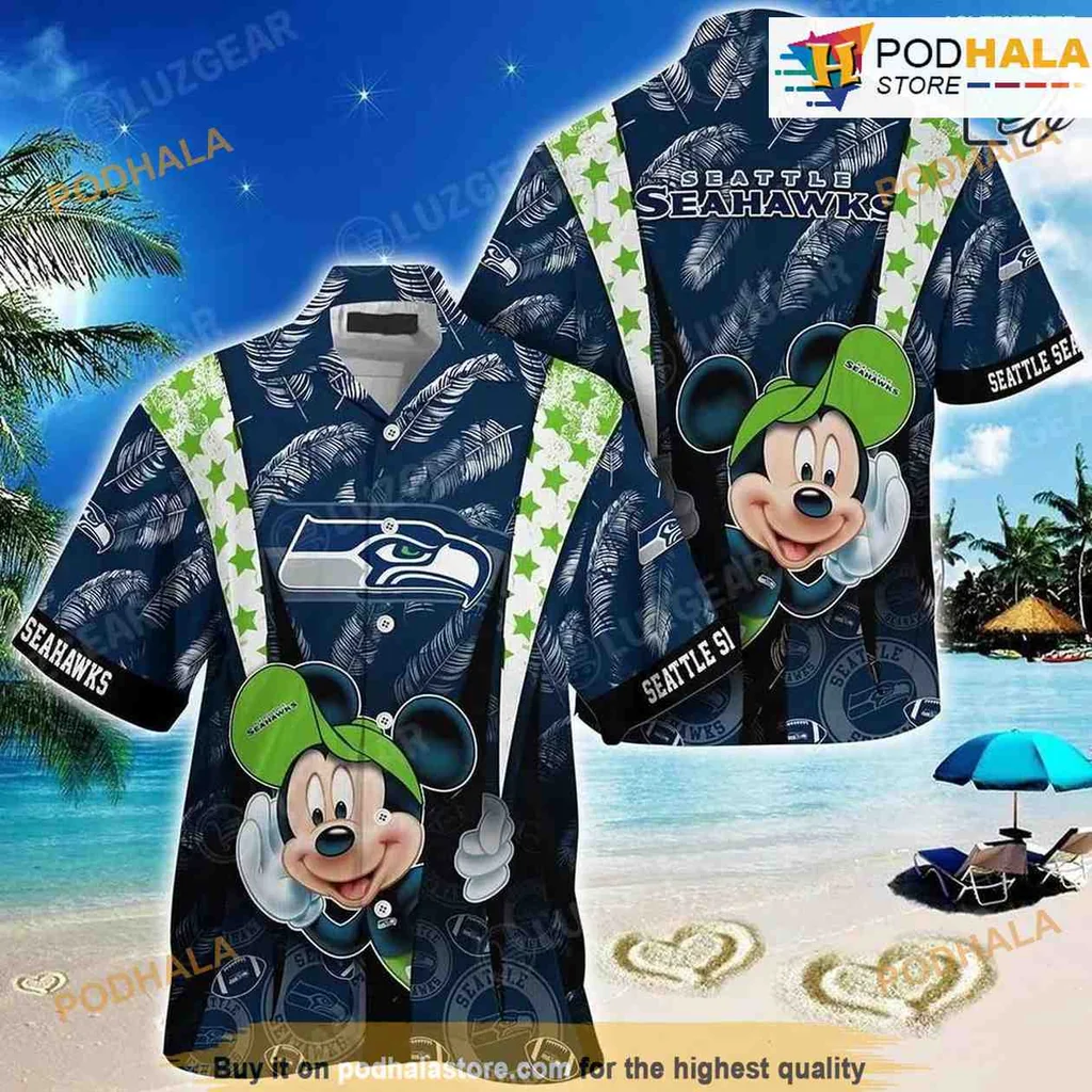 Mickey Mouse Seattle Seahawks Hawaiian Shirt With Tropical Patterns
