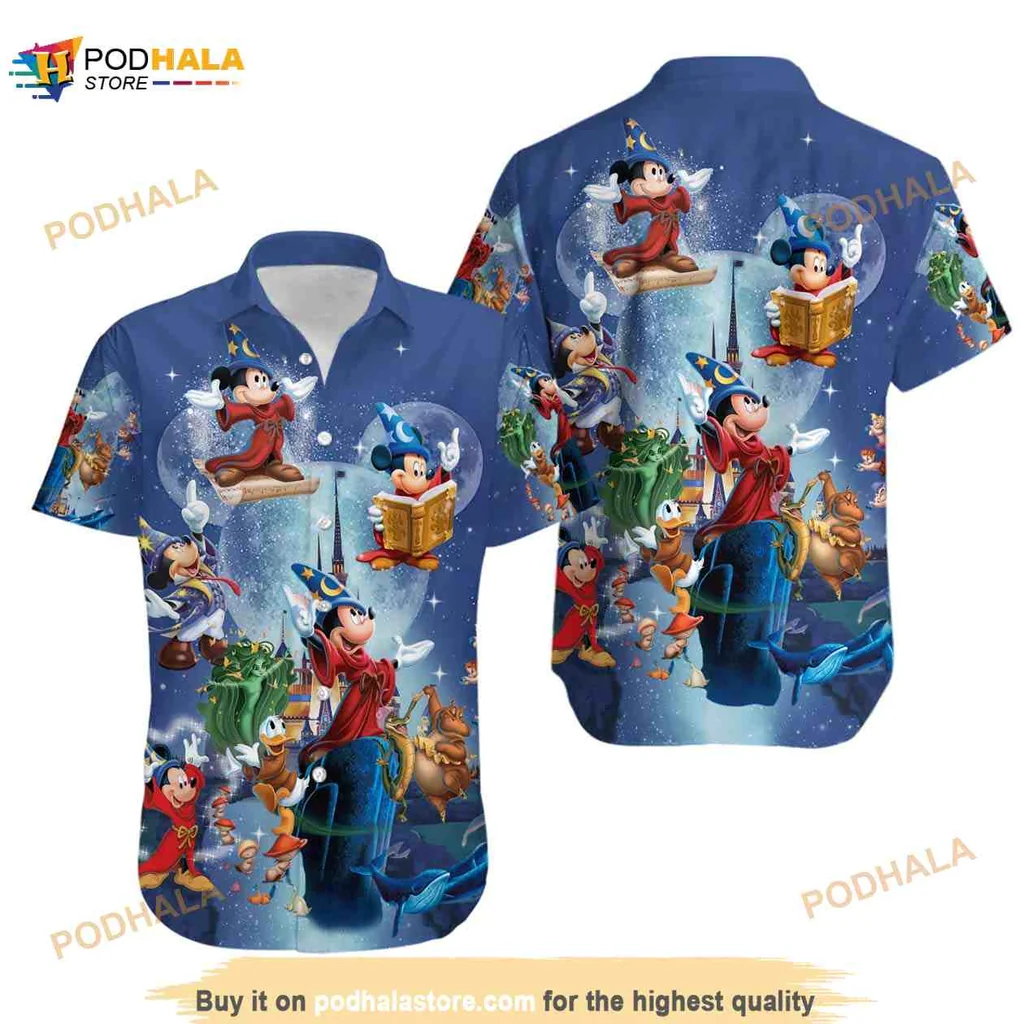 Mickey Mouse Sorcerer Hawaiian Shirt With Magical Fantasia Design