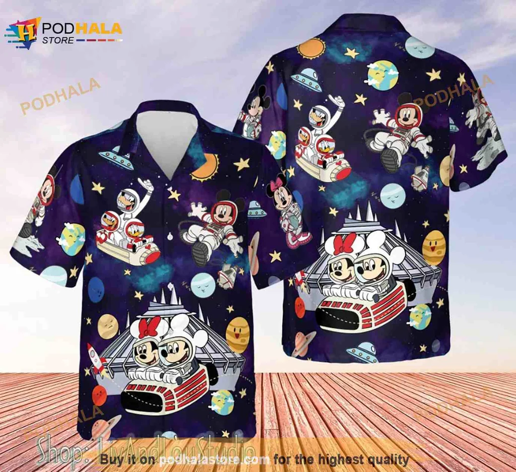 Mickey Mouse Space Adventure Hawaiian Shirt Featuring Celestial Design