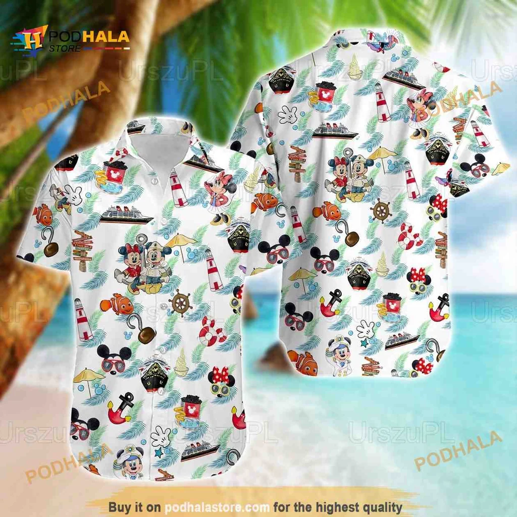 Mickey Mouse Summer Vacation Hawaiian Shirt With Tropical Hibiscus Design