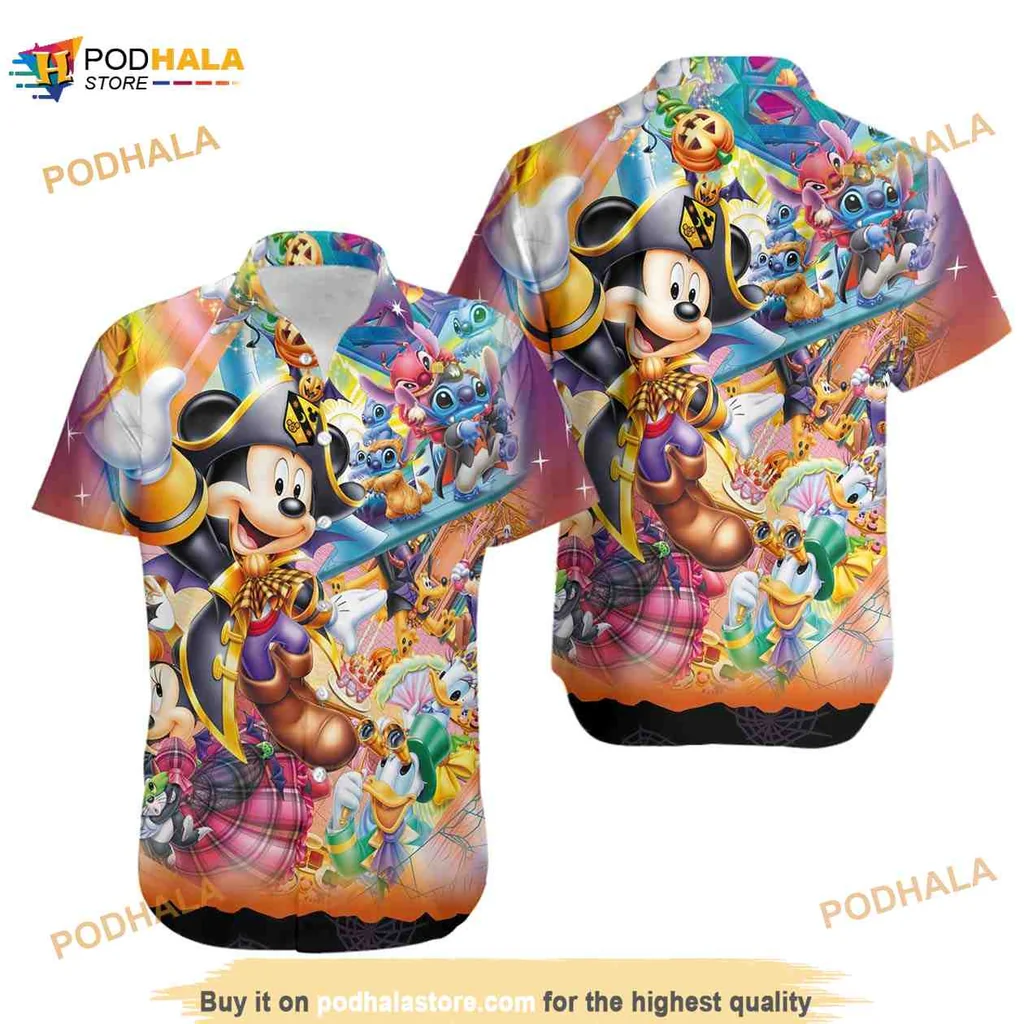 Mickey Mouse Tropical Hawaiian Shirt Featuring Disney Characters And Palms