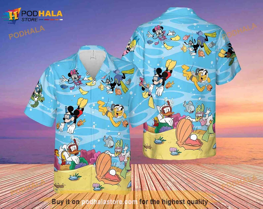 Mickey Mouse Tropical Hawaiian Shirt Featuring Underwater Fun