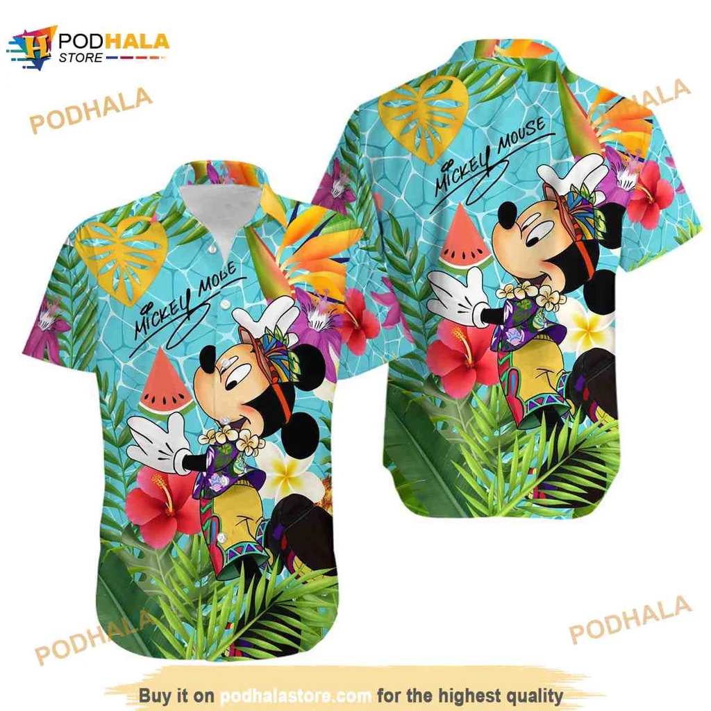 Mickey Mouse Tropical Hawaiian Shirt With Colorful Hawaiian Design