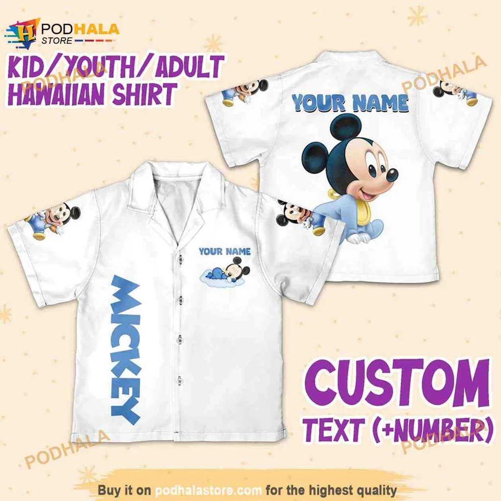 Mickey Mouse Tropical Hawaiian Shirt With Customizable Name