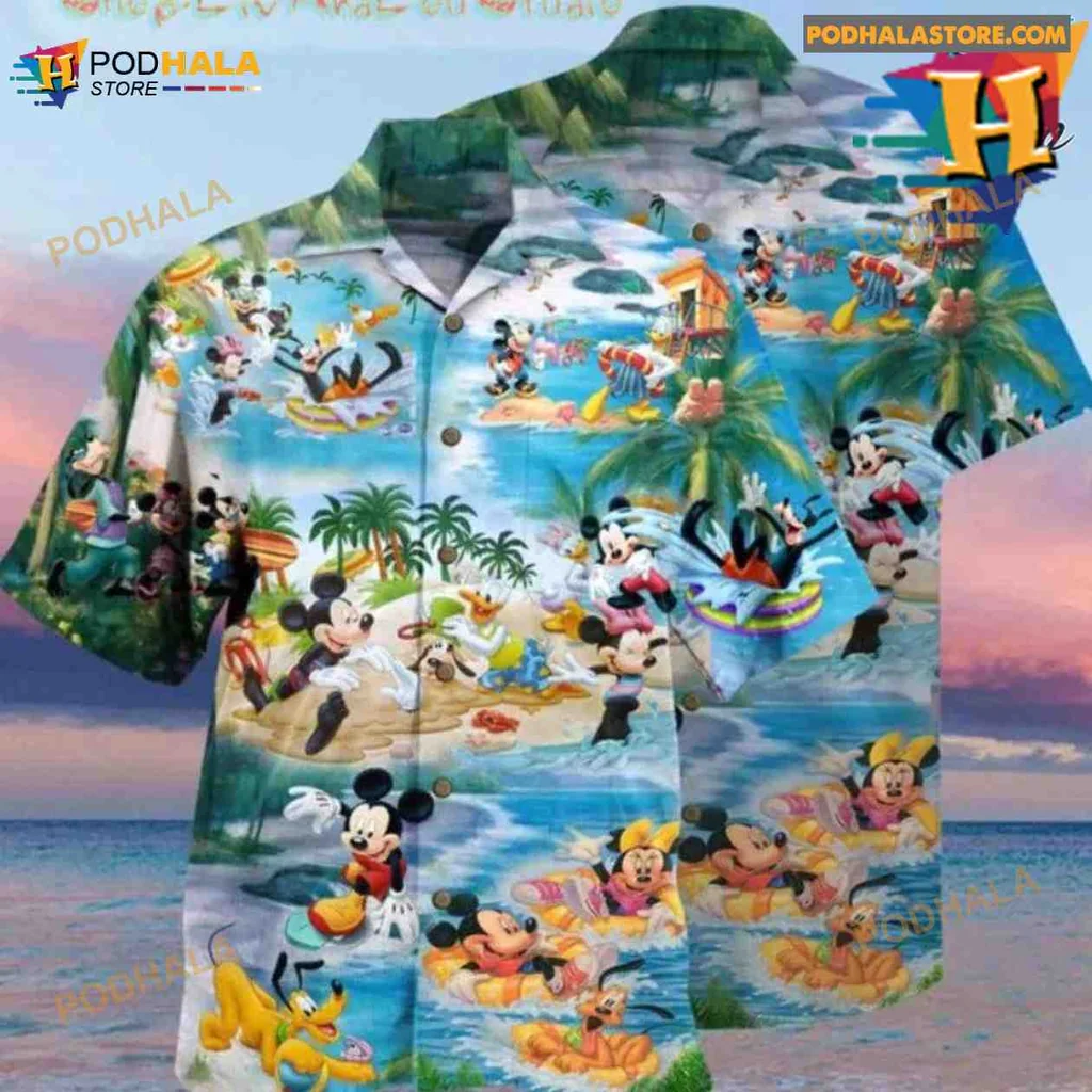 Mickey Mouse Tropical Hawaiian Shirt With Daisy Duck And Pluto