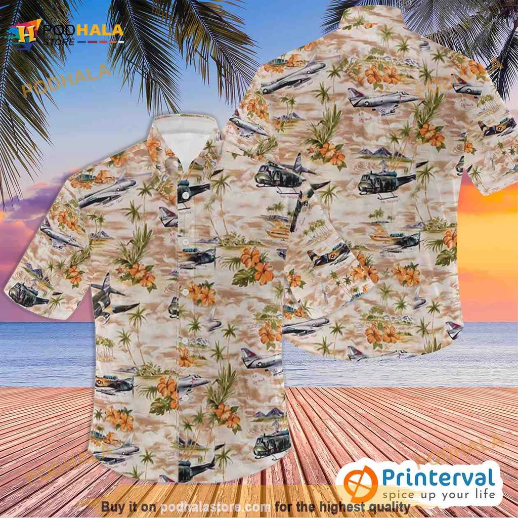 Military Aircraft Aloha Hawaiian Shirt With Tropical Print
