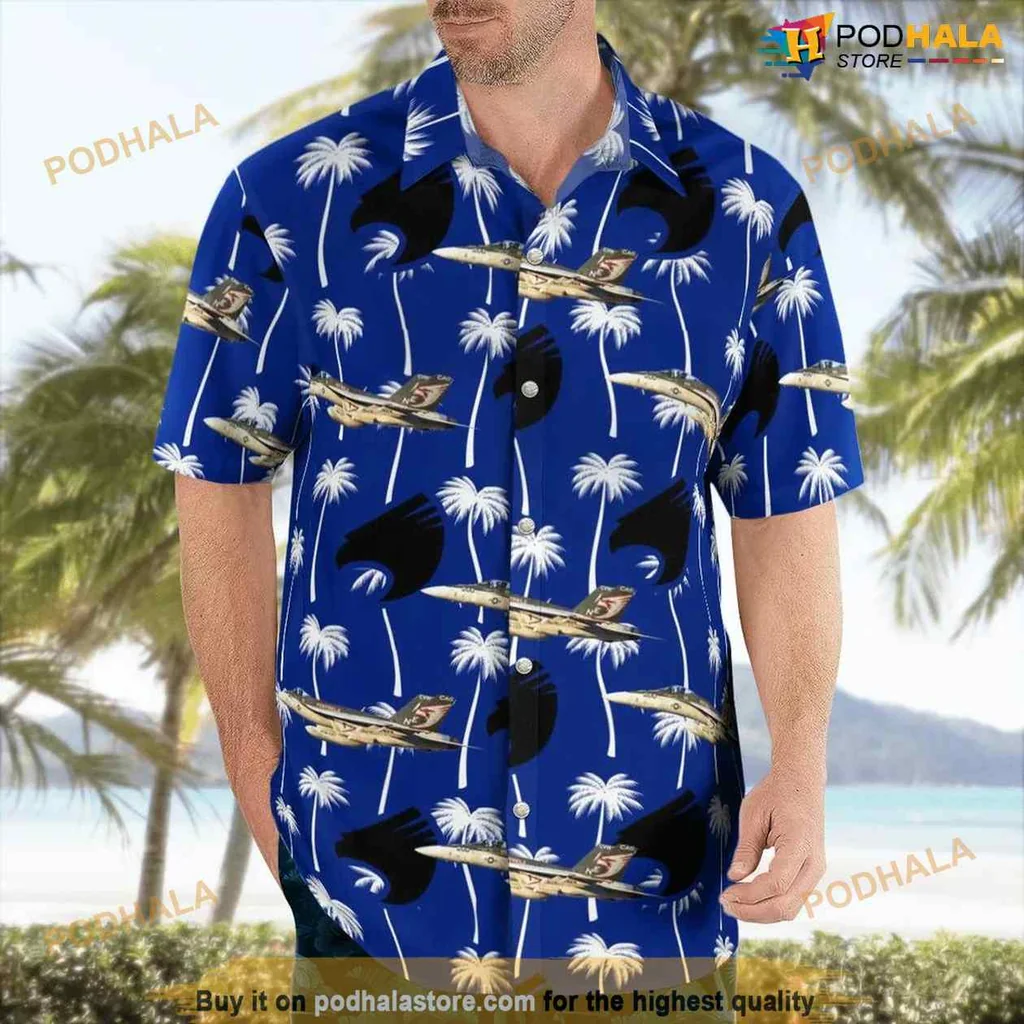 Military Aircraft Aloha Shirt Featuring Boeing F/a 18e Super Hornet