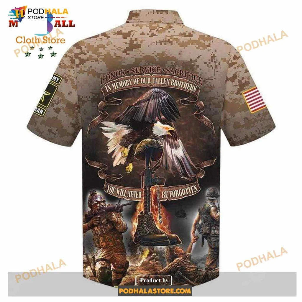 Military Eagle Camouflage Aloha Shirt, Honor Our Fallen Brothers Military Eagle Camouflage Aloha Shirt, Honor Our Fallen Brothers