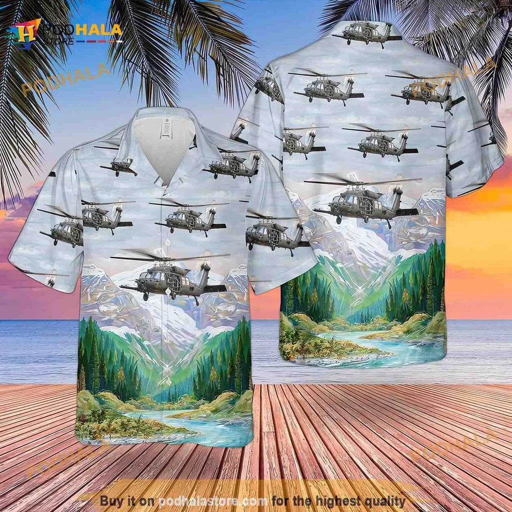 Military Helicopter Hawaiian Shirt, Vibrant Summer Beach Shirt