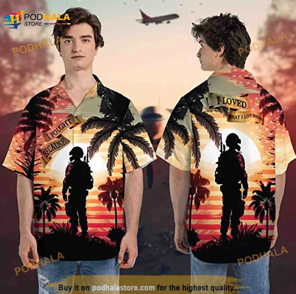Military Pride Hawaiian Shirt With Soldier Silhouette And Poignant Message