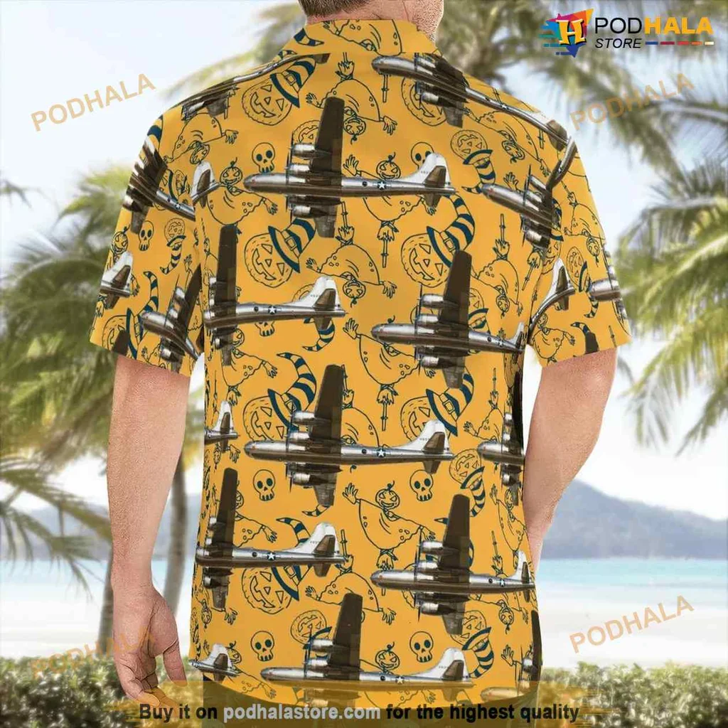 Military Themed Aloha Shirt Featuring Boeing B 29 Superfortress Design Military Themed Aloha Shirt Featuring Boeing B 29 Superfortress Design