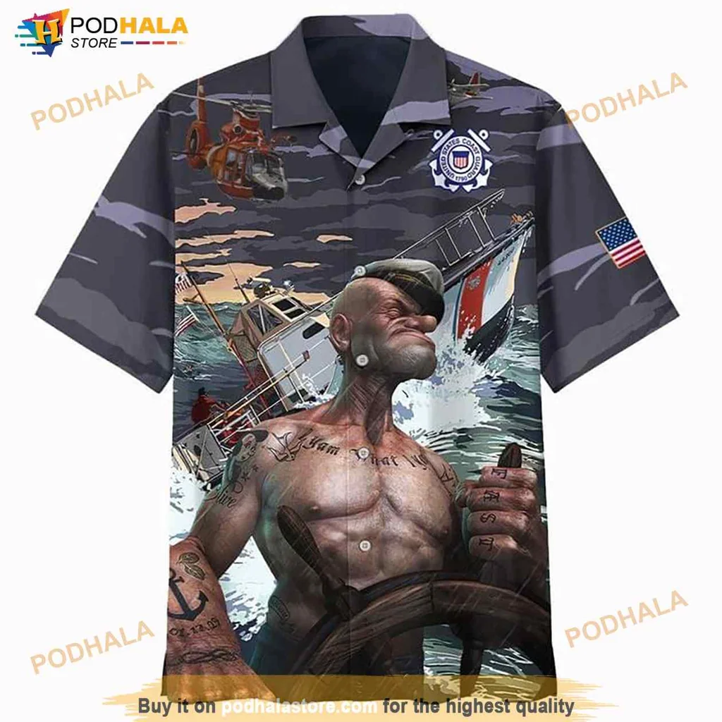 Military Veteran Hawaiian Shirt With Bold Nautical Graphic