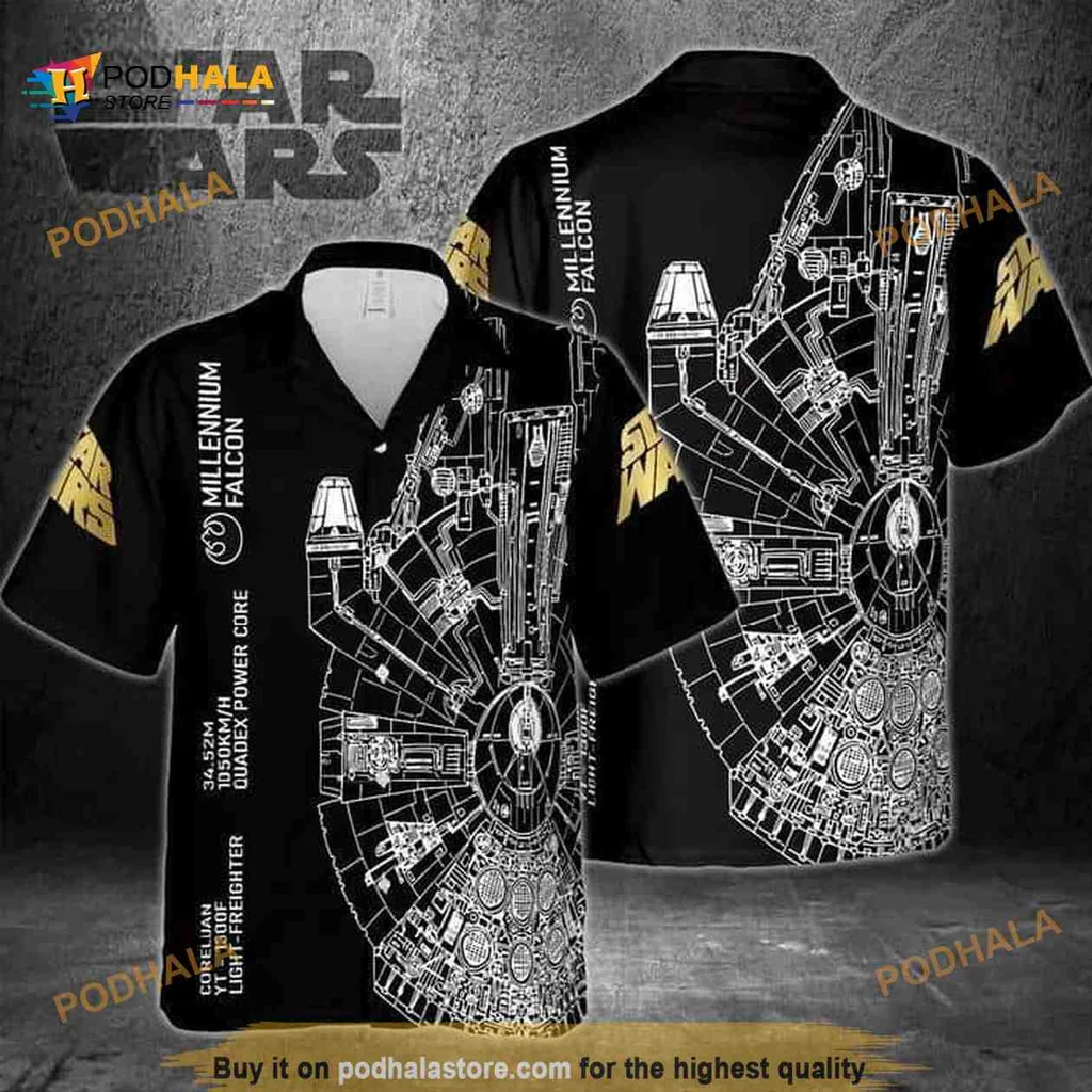 Millennium Falcon Hawaiian Shirt, Fun Design For Star Wars Fans