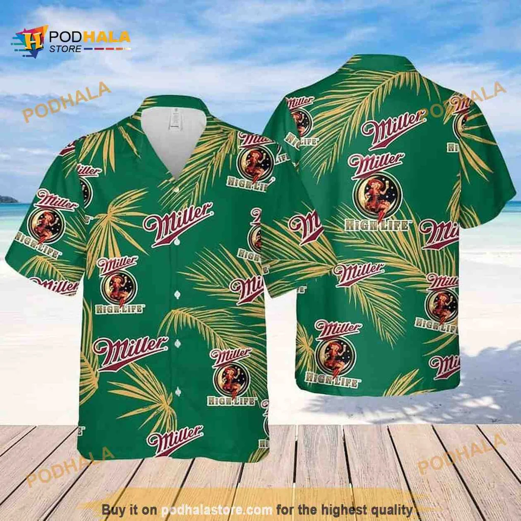 Miller High Life Palm Leaves Hawaiian Shirt For Beer Lovers