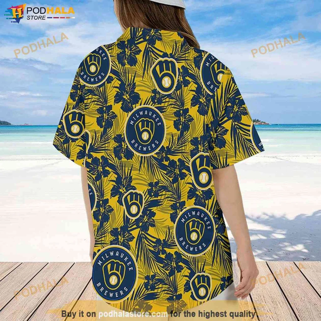 Milwaukee Brewers Tropical Shirt Tropical Flower Pattern, Vacation Gift For Mlb Fans Milwaukee Brewers Tropical Shirt Tropical Flower Pattern, Vacation Gift For Mlb Fans
