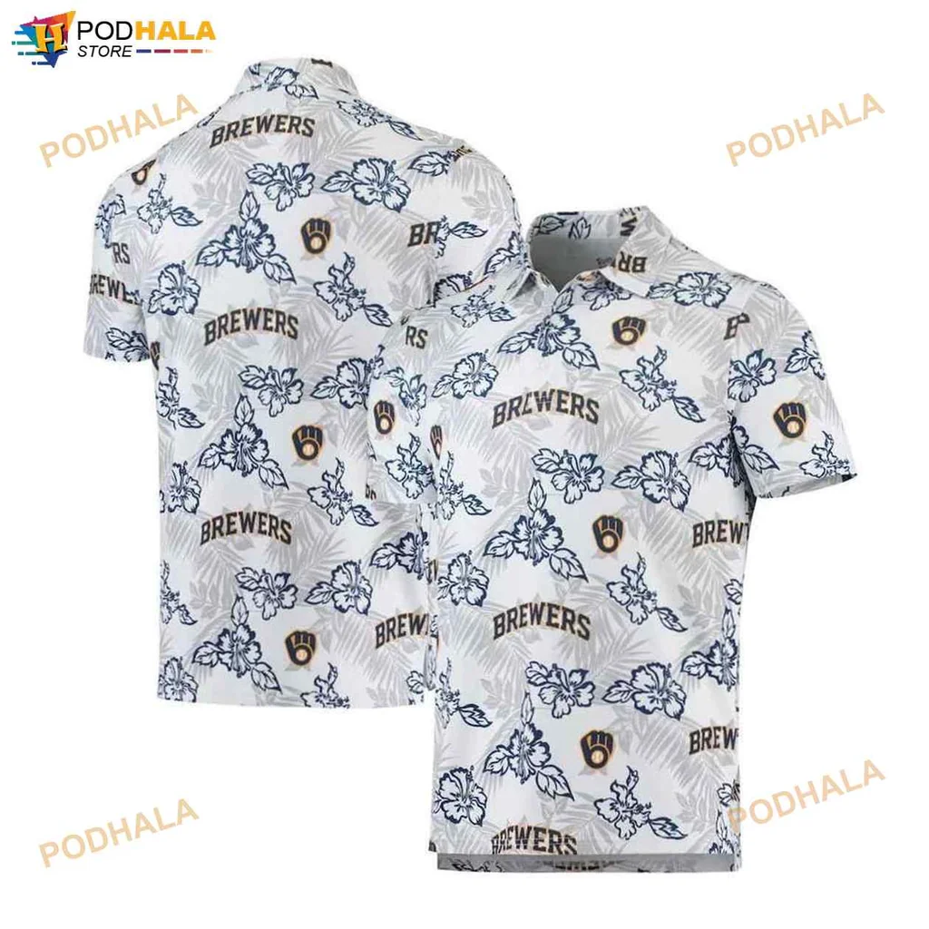 Milwaukee Brewers Hawaiian Shirt With Tropical Floral Design