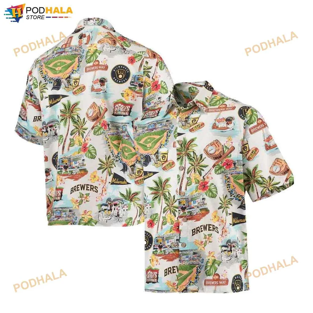 Milwaukee Brewers Tropical Hawaiian Shirt With Colorful Baseball Design