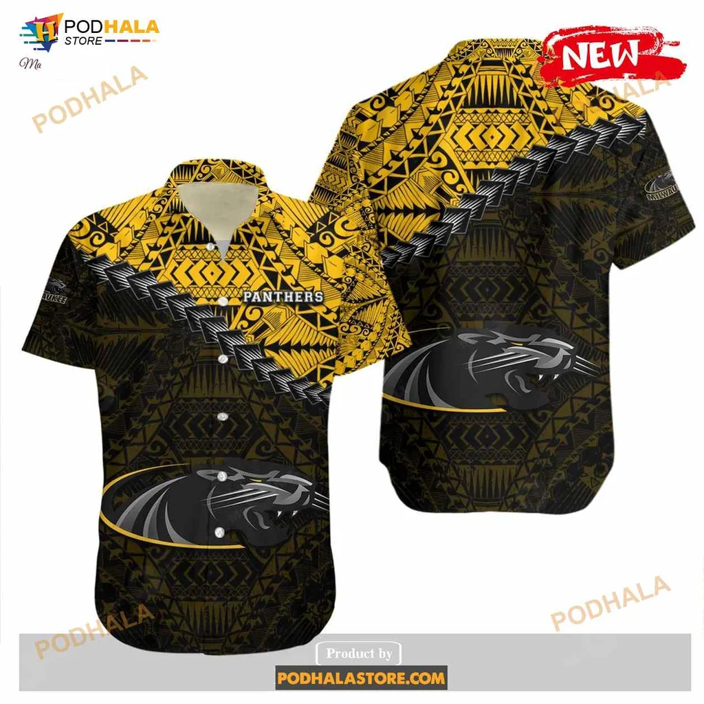 Milwaukee Panthers Hawaiian Shirt With Polynesian Tattoo Design