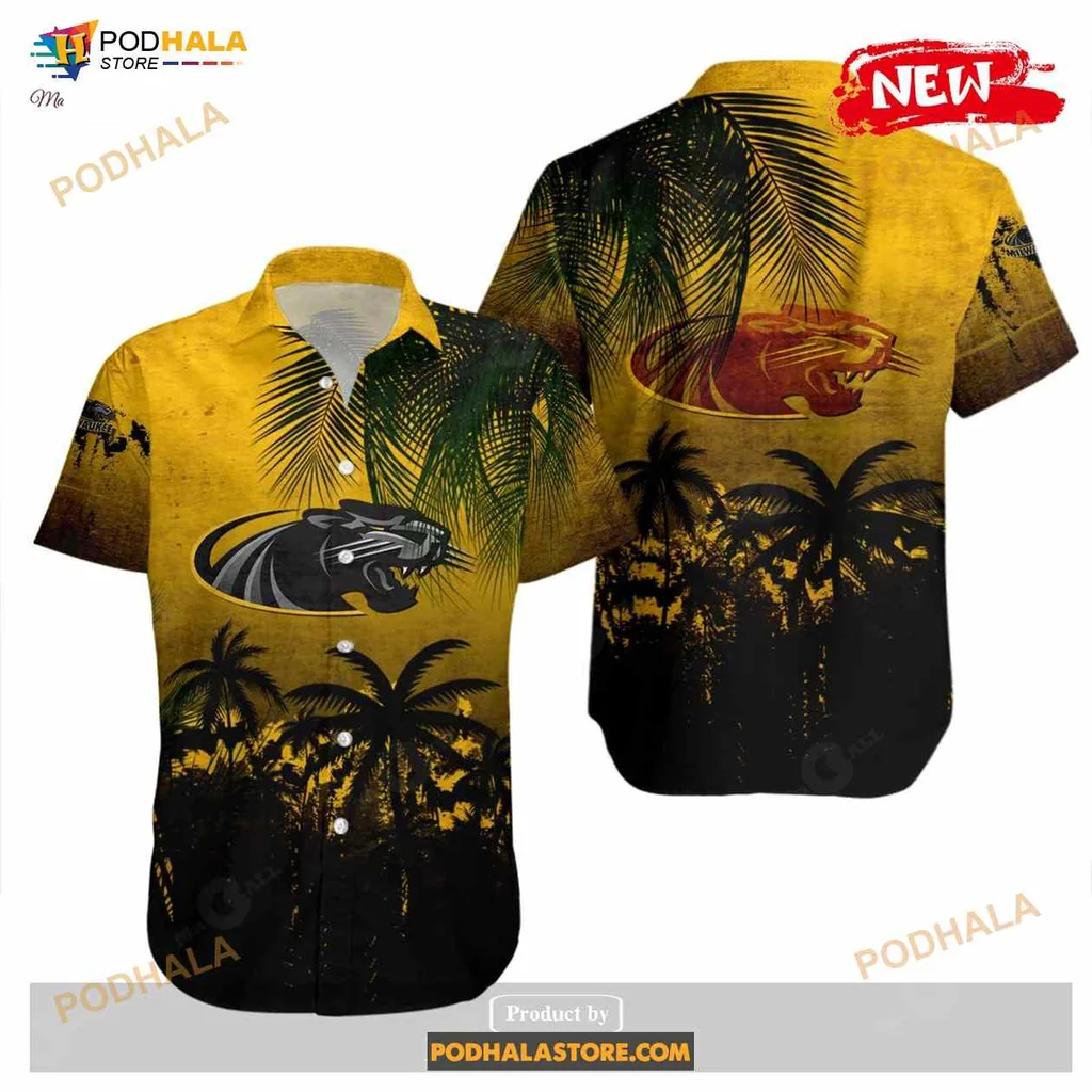 Milwaukee Panthers Tropical Hawaiian Shirt With Black Panther Head Design