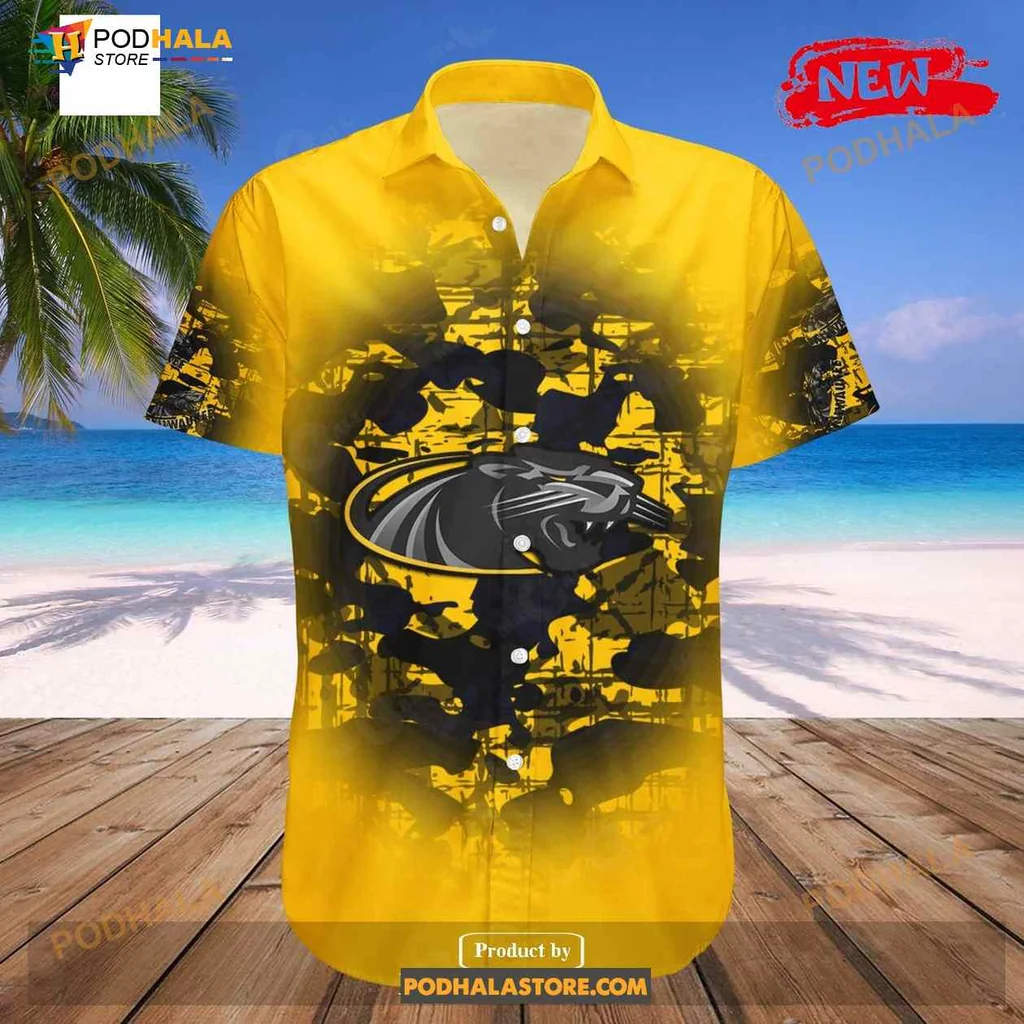 Milwaukee Panthers Vintage Hawaiian Shirt, Camouflage Design With Panther Print