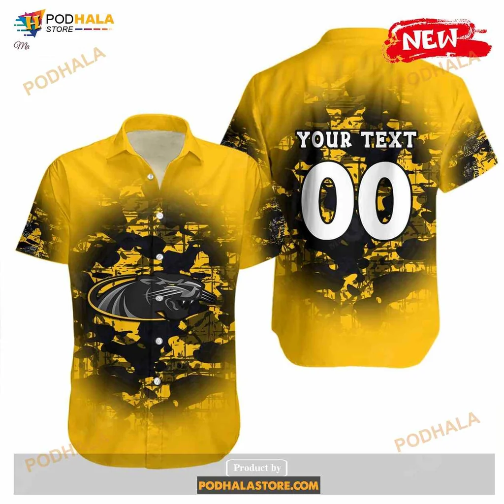 Milwaukee Panthers Vintage Aloha Shirt, Camouflage Design With Panther Print Milwaukee Panthers Vintage Aloha Shirt, Camouflage Design With Panther Print