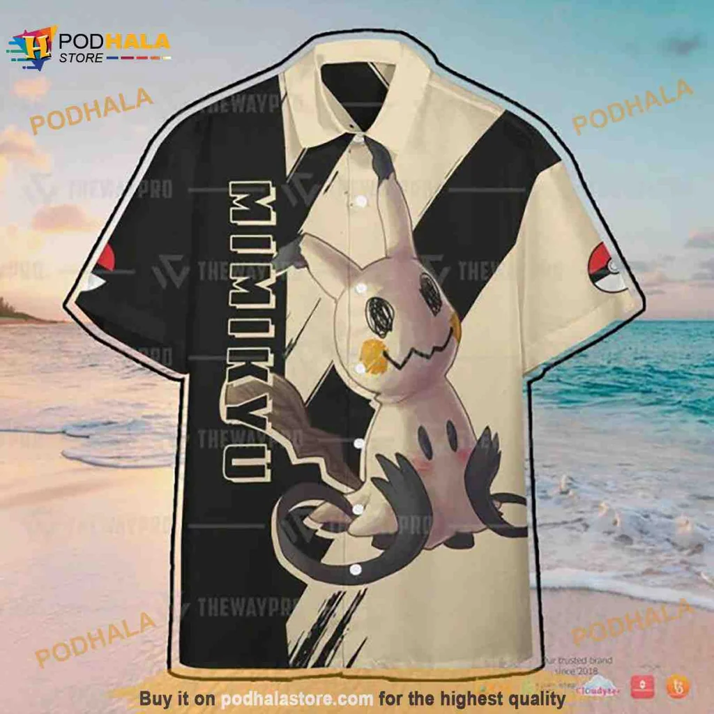 Mimikyu Pokémon Aloha Shirt With Fun Ghost Design And Pokéball Motifs