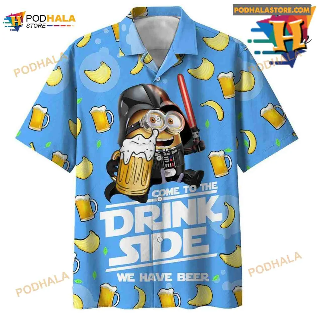 Minion Darth Vader Beer Hawaiian Shirt, Come To The Drink Side Design