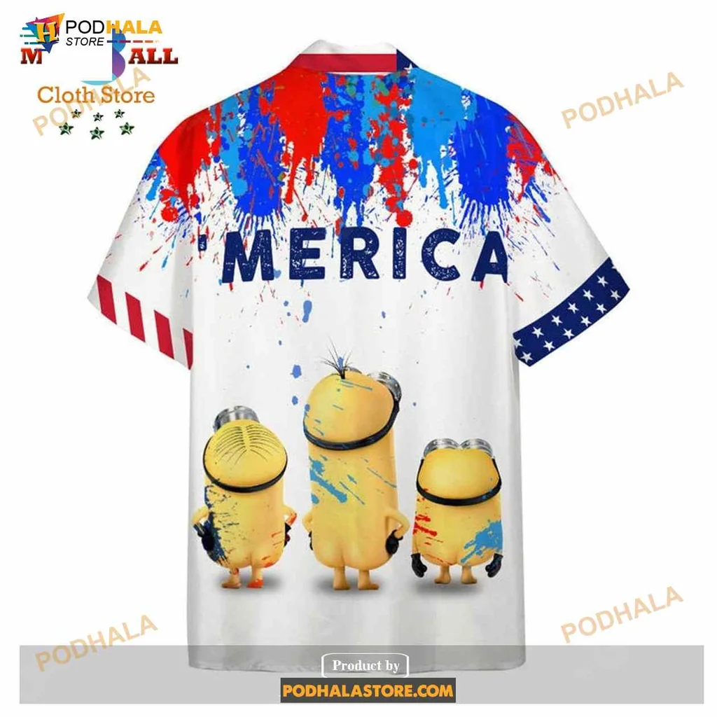 Minions American Flag Aloha Shirt With Vibrant Patriotic Design Minions American Flag Aloha Shirt With Vibrant Patriotic Design