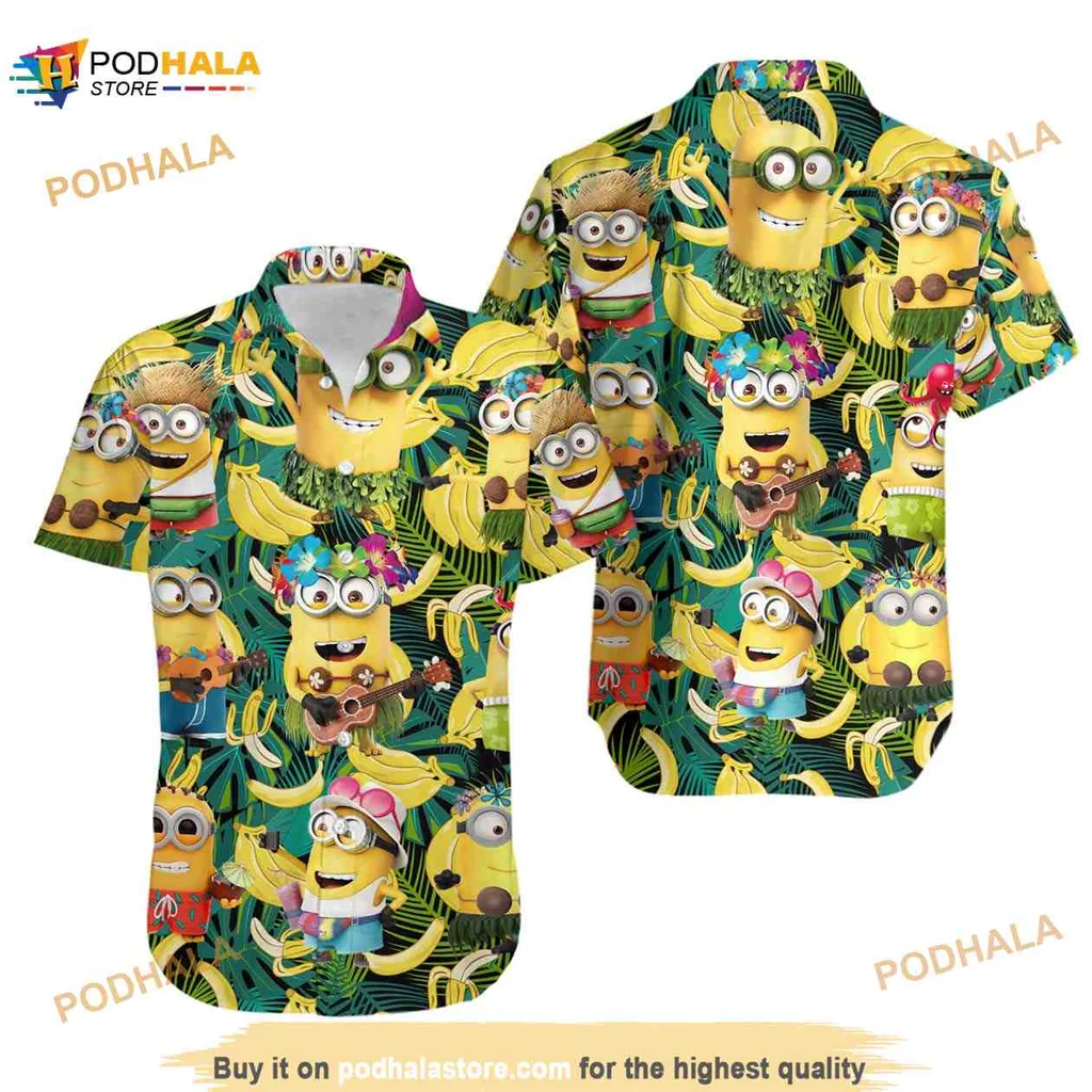 Minions Bananas Tropical Hawaiian Shirt With Fun Characters And Colors