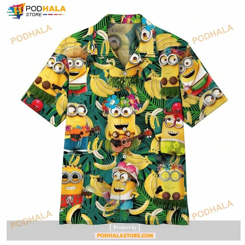 Minions Tropical Vacation Hawaiian Shirt Featuring Playful Characters