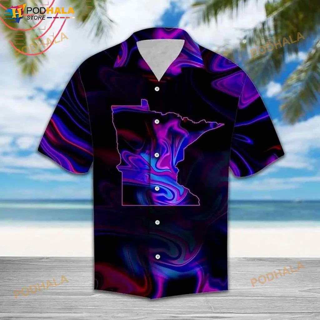 Minnesota Abstract Pattern Hawaiian Shirt With Vibrant Colors