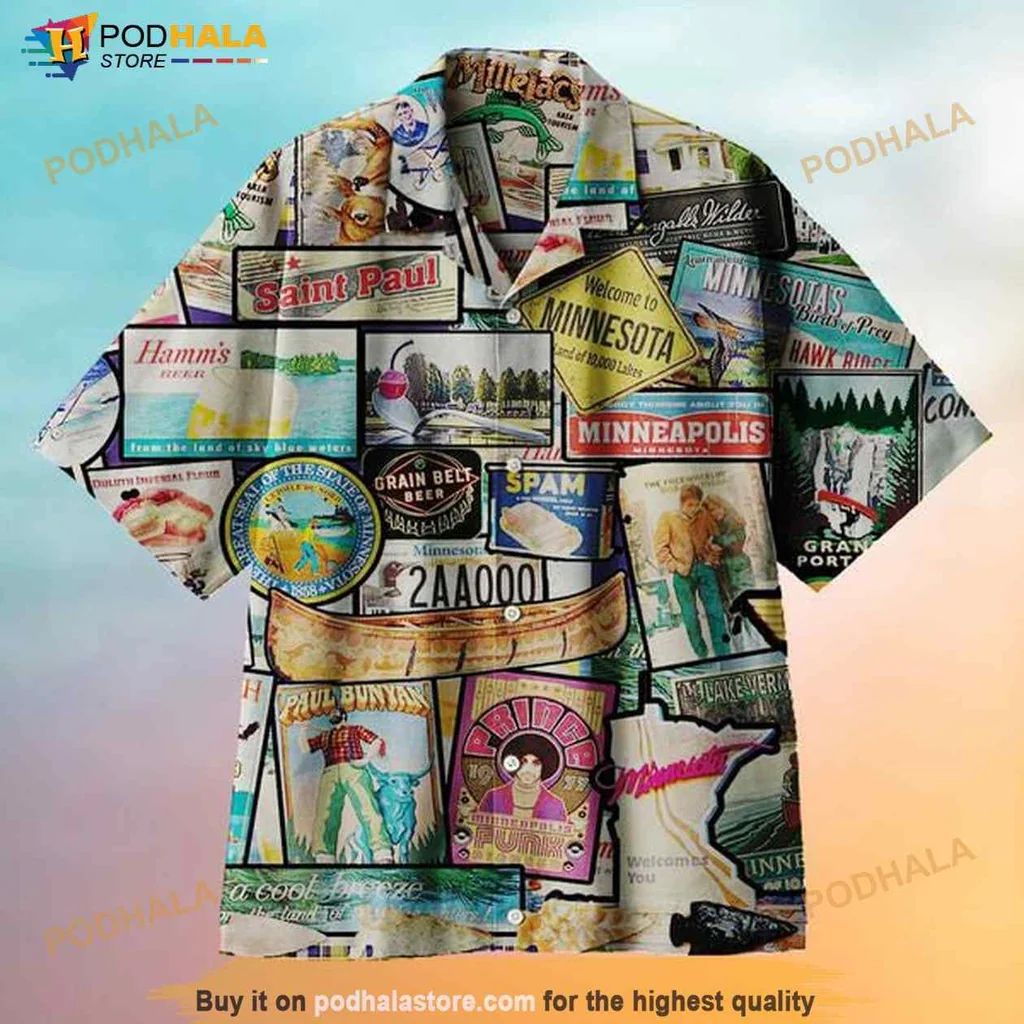 Minnesota Landmarks Aloha Shirt Featuring Iconic Twin Cities And Breweries