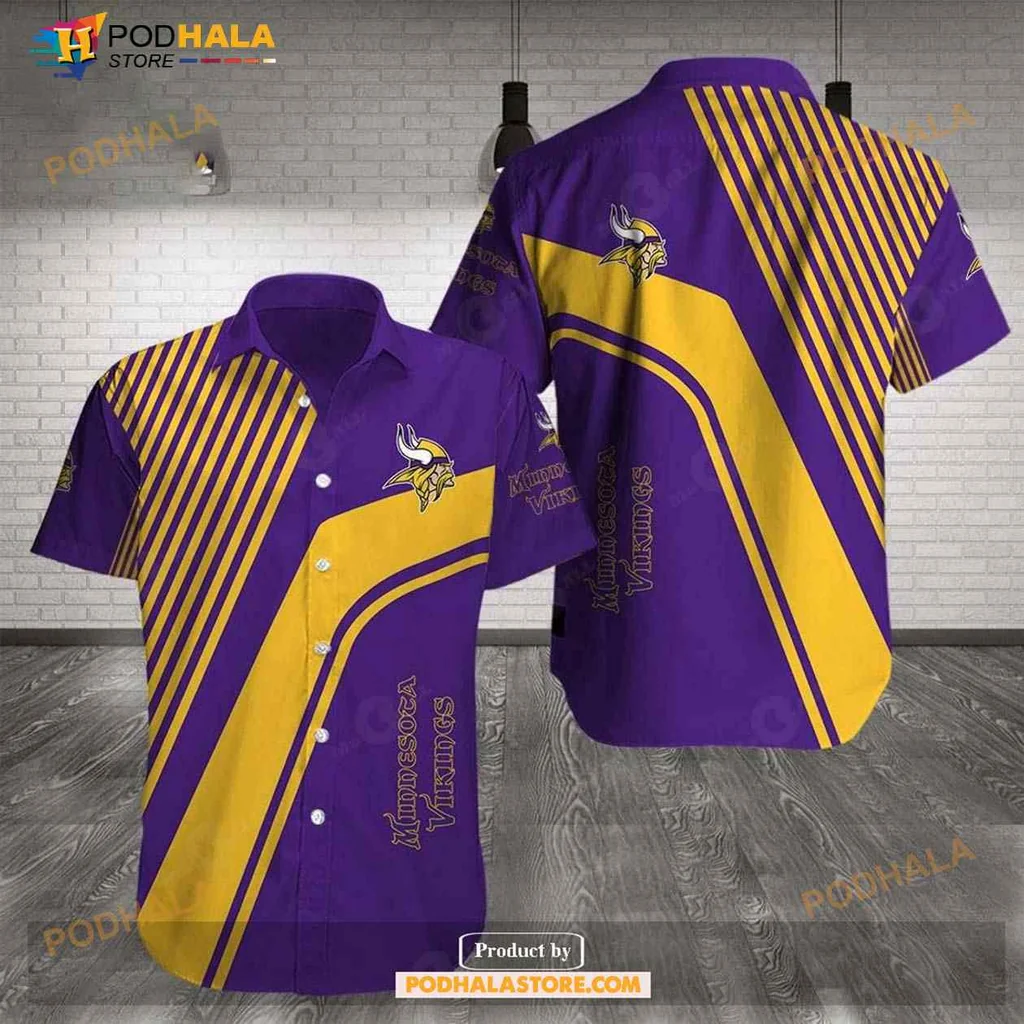 Minnesota Vikings Aloha Shirt With Bold Logo And Dynamic Stripes