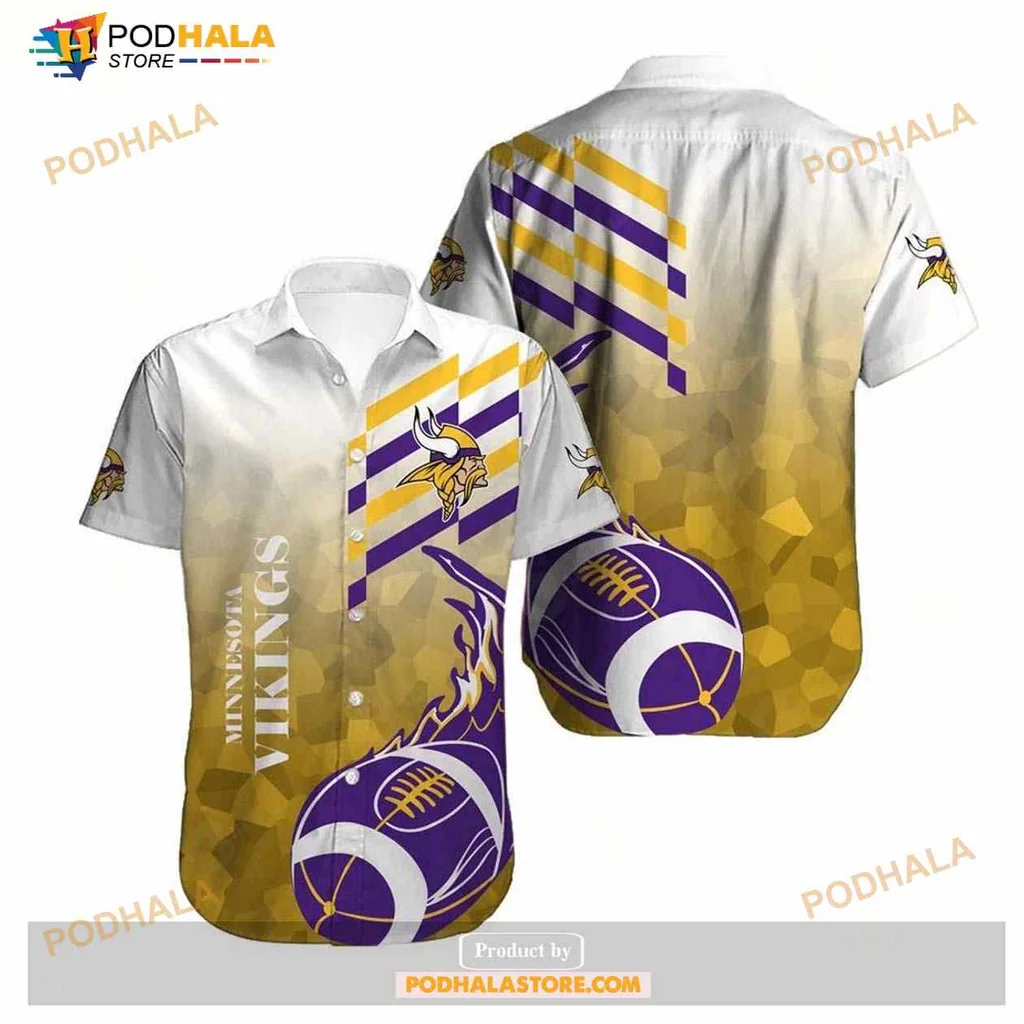 Minnesota Vikings Aloha Shirt With Vibrant Logo And Football Design