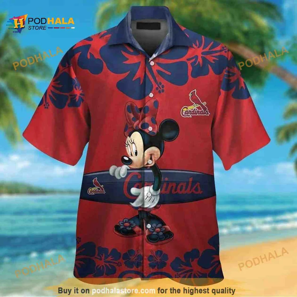 Minnie Mouse St Louis Cardinals Hawaiian Shirt With Tropical Floral Design