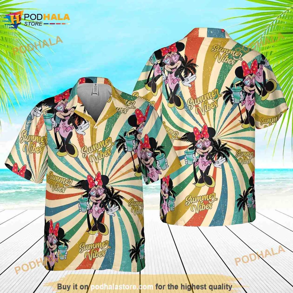 Minnie Mouse Summer Hawaiian Shirt, Tropical Vibes And Palm Trees