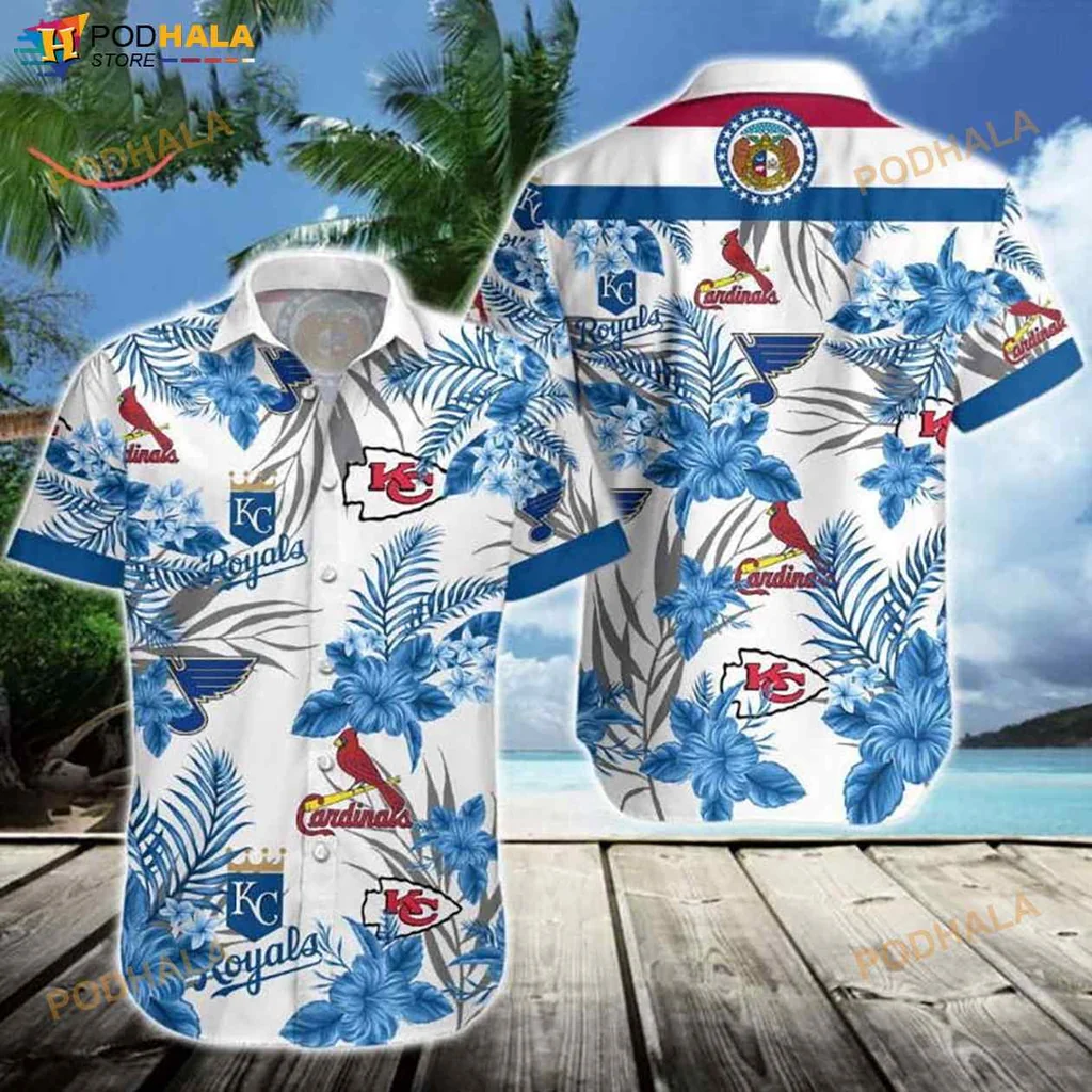 Missouri Sports Fan Hawaiian Shirt With Royals Chiefs Cardinals Logos
