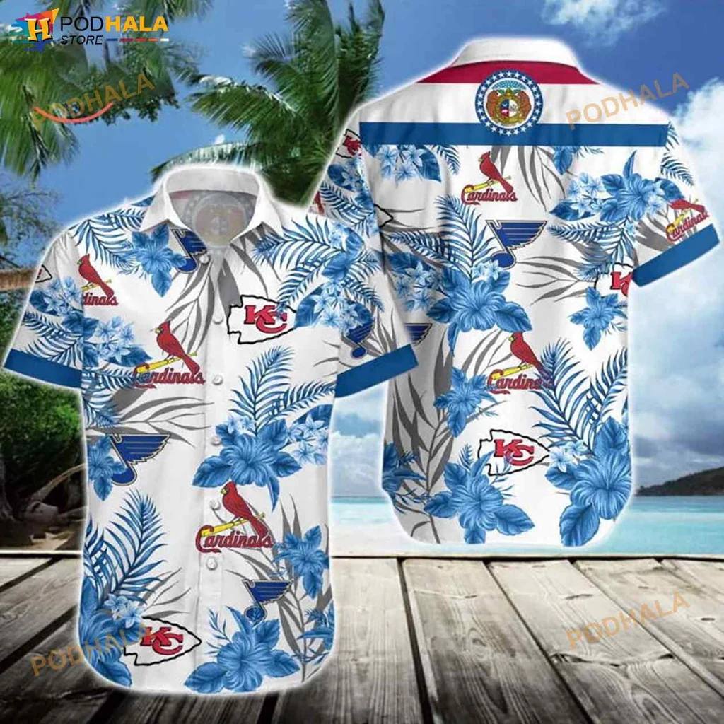 Missouri Sports Team Hawaiian Shirt With Cardinals Chiefs Blues Design