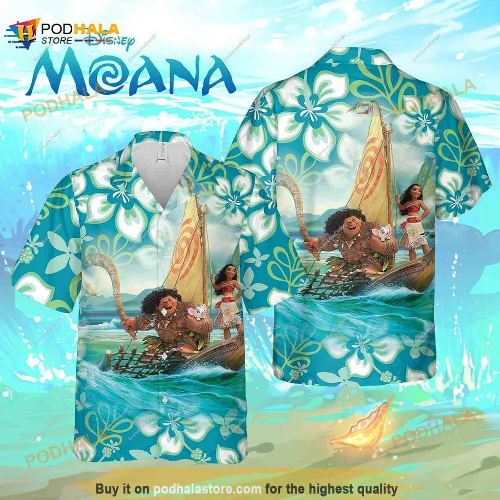 Moana Maui Hawaiian Shirt, Colorful Disney Inspired Beachwear