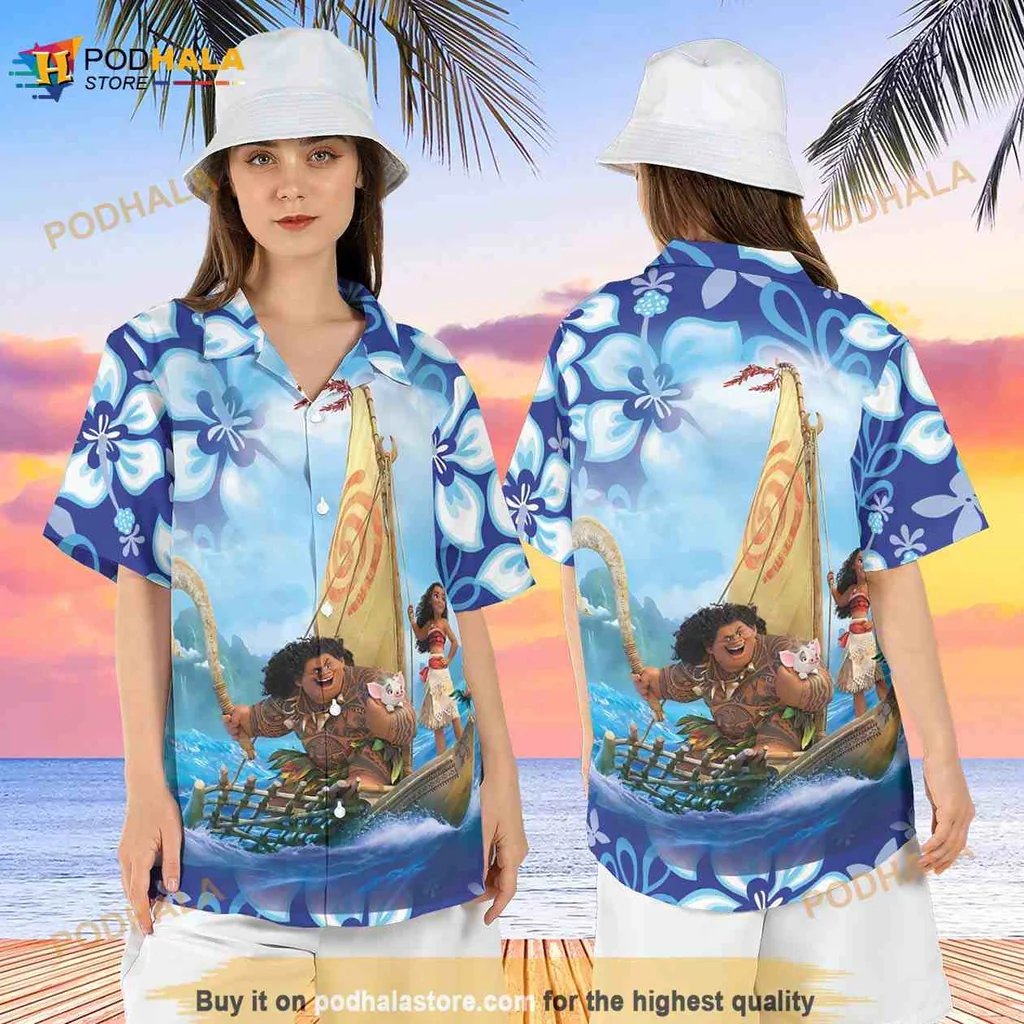 Moana Maui Tropical Hawaiian Shirt With Vibrant Sailboat Design
