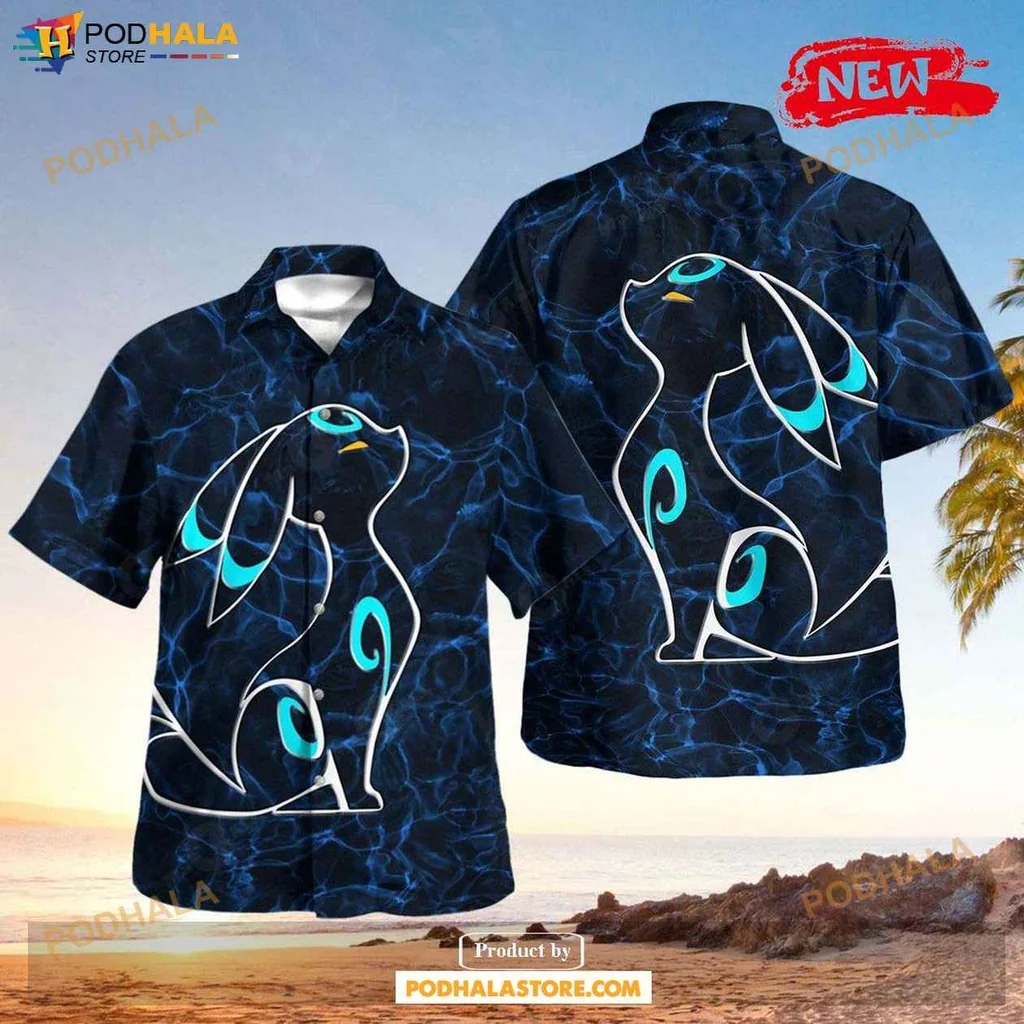 Modern Rabbit Aloha Shirt, Abstract Blue And Black Design Hawaiian Shirt