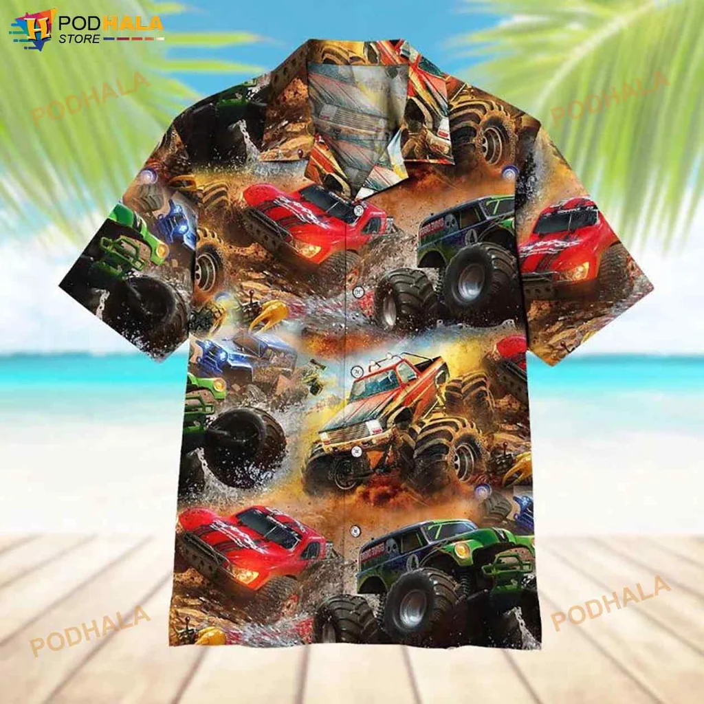 Monster Truck Funny Hawaiian Shirt With Vibrant Off Road Design