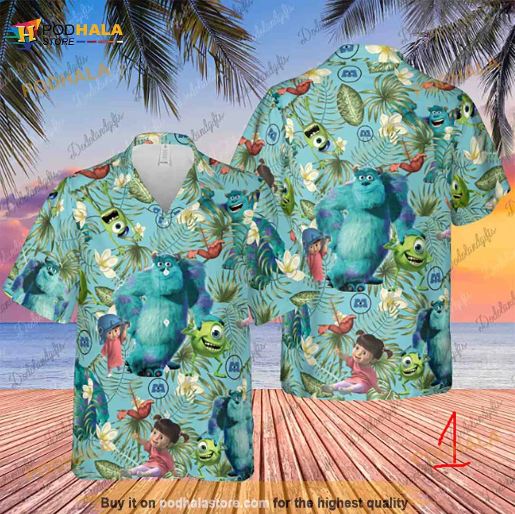 Monsters Inc Tropical Hawaiian Shirt Featuring Sulley And Mike Wazowski Monsters Inc Tropical Hawaiian Shirt Featuring Sulley And Mike Wazowski